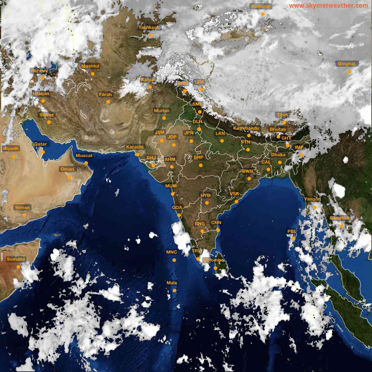 Latest INSAT Weather Satellite Image of India - Infrared Map - 03:00 IST on 3 October 2026