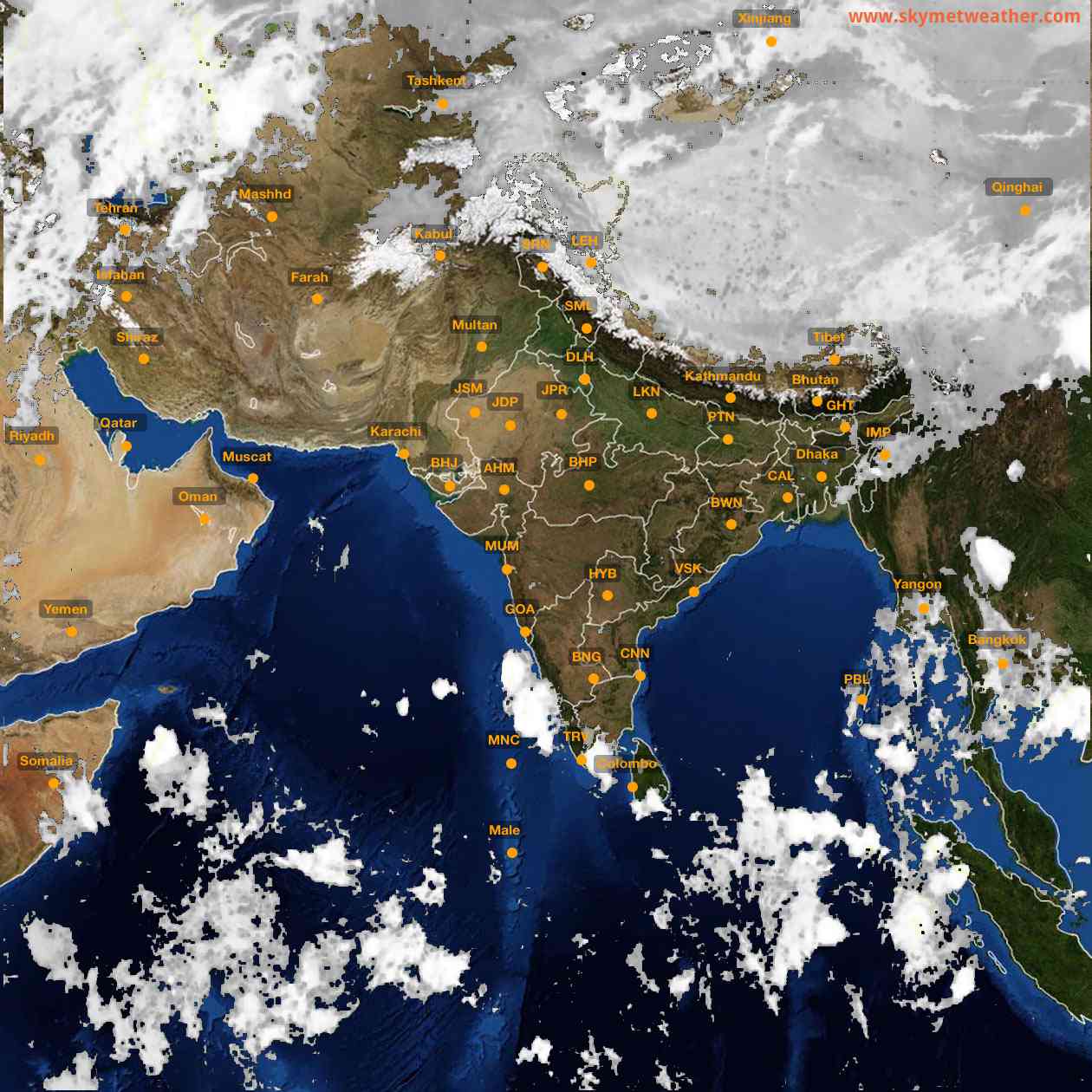 Latest INSAT Weather Satellite Image of India - Infrared Map - 04:00 IST on 3 October 2026
