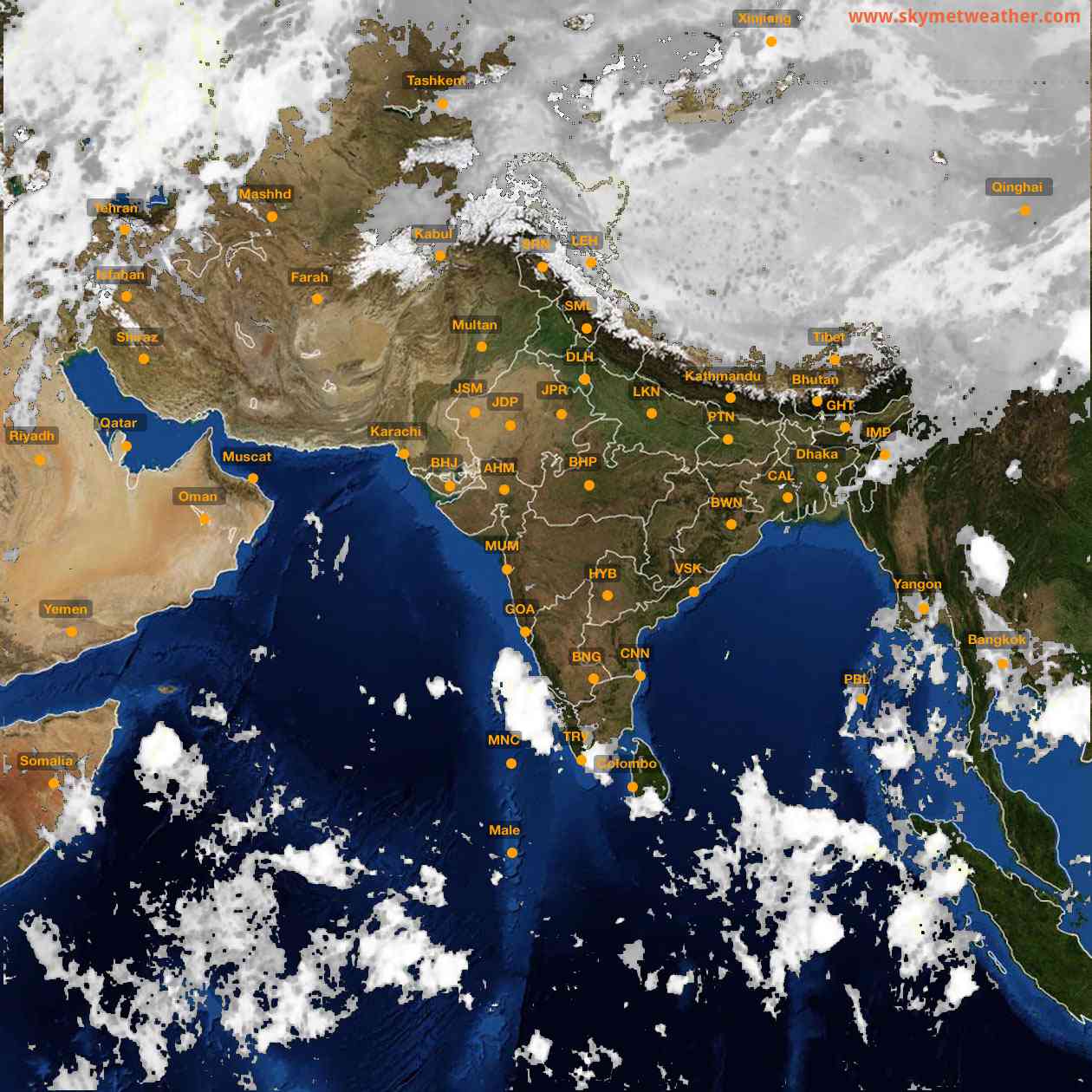 Latest INSAT Weather Satellite Image of India - Infrared Map - 05:00 IST on 3 October 2026