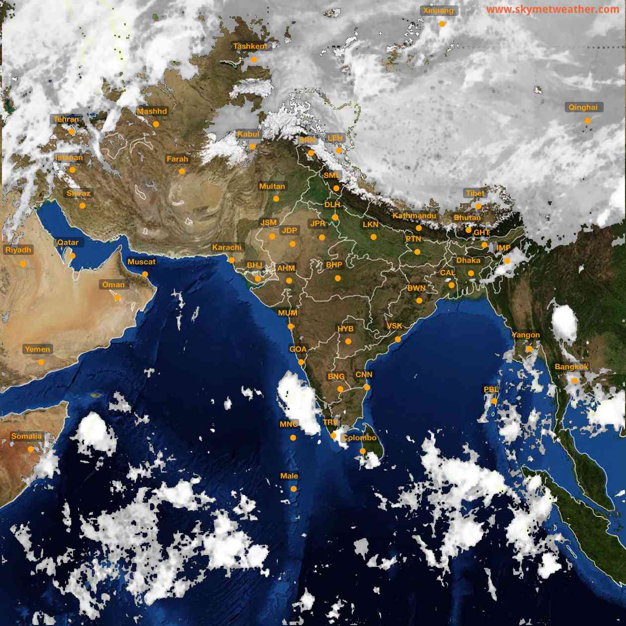 Latest INSAT Weather Satellite Image of India - Infrared Map - 06:00 IST on 3 October 2026