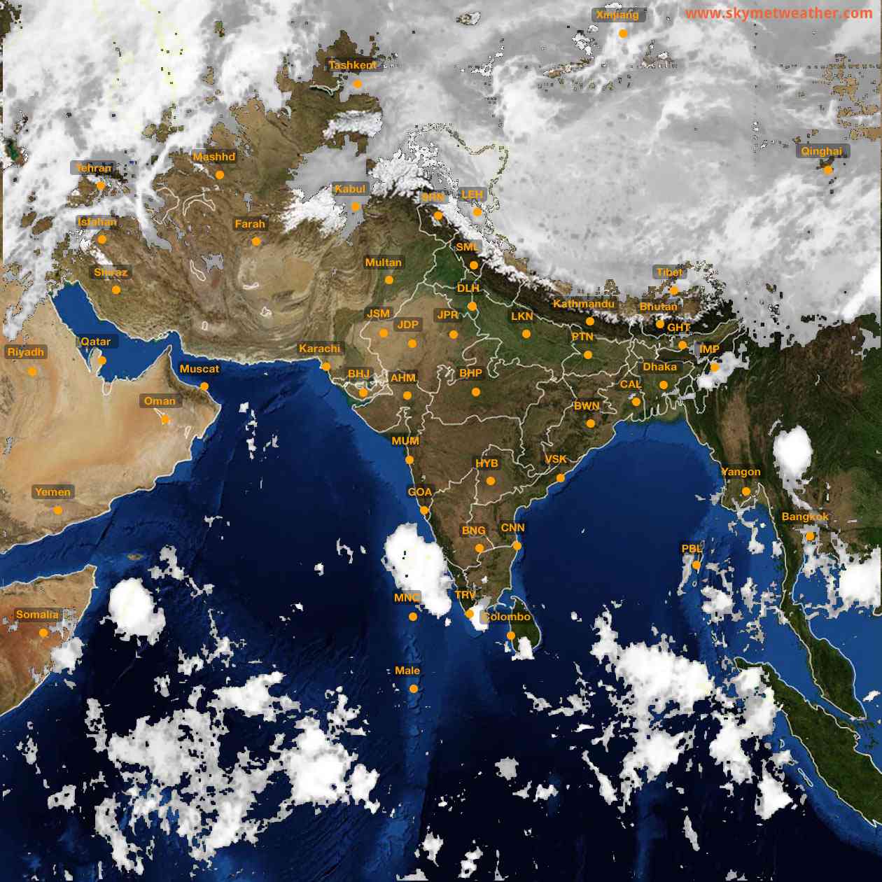 Latest INSAT Weather Satellite Image of India - Infrared Map - 07:00 IST on 3 October 2026