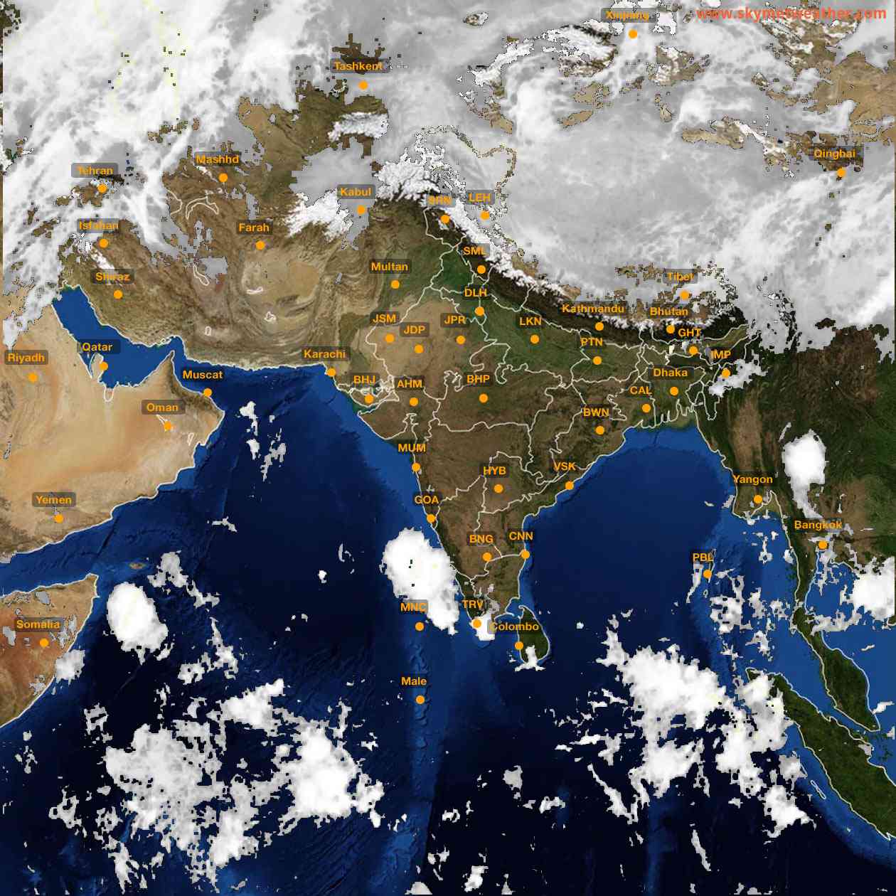 Latest INSAT Weather Satellite Image of India - Infrared Map - 08:00 IST on 3 October 2026