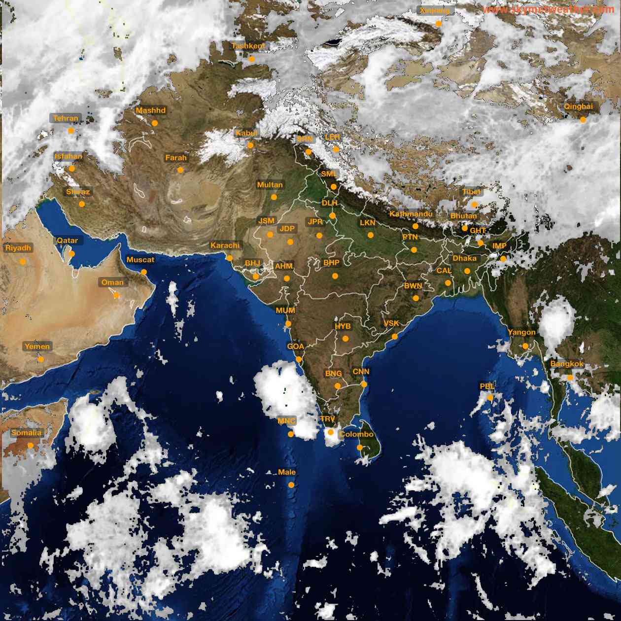 Latest INSAT Weather Satellite Image of India - Infrared Map - 10:00 IST on 3 October 2026
