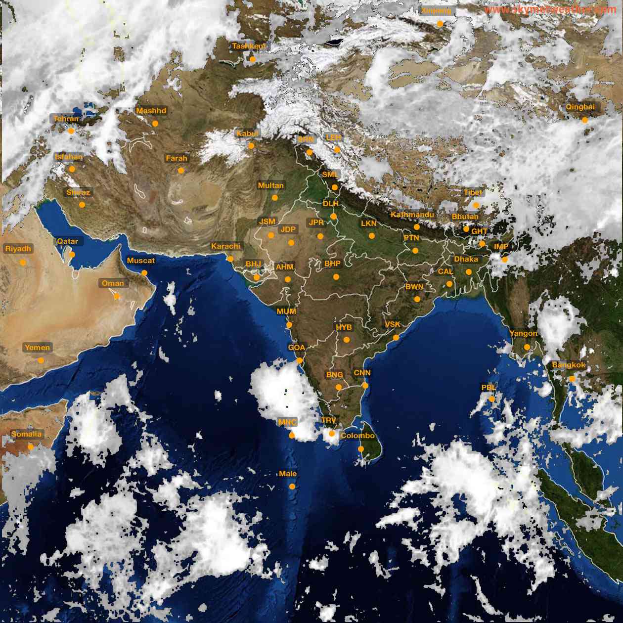 Latest INSAT Weather Satellite Image of India - Infrared Map - 11:00 IST on 3 October 2026