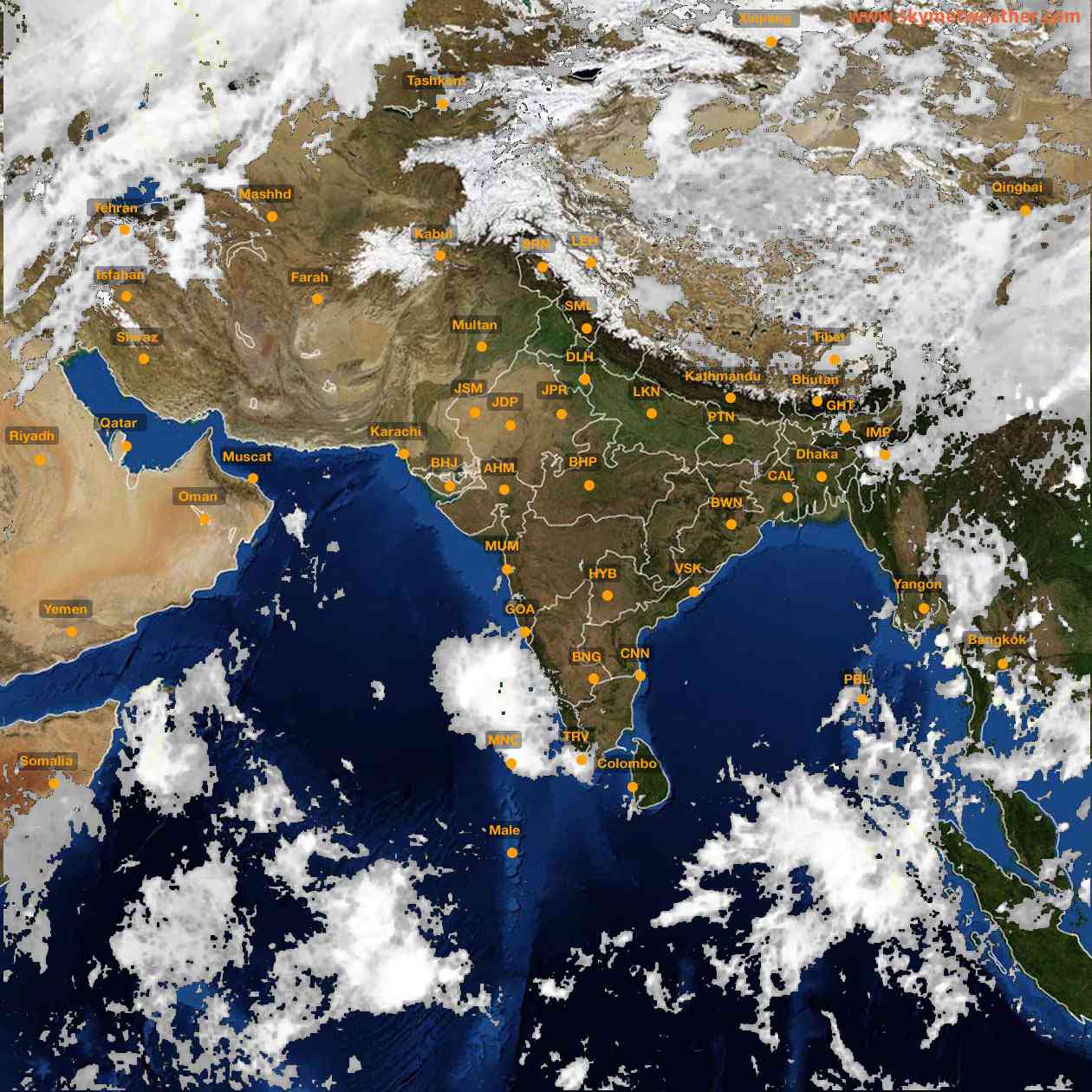 Latest INSAT Weather Satellite Image of India - Infrared Map - 12:00 IST on 3 October 2026