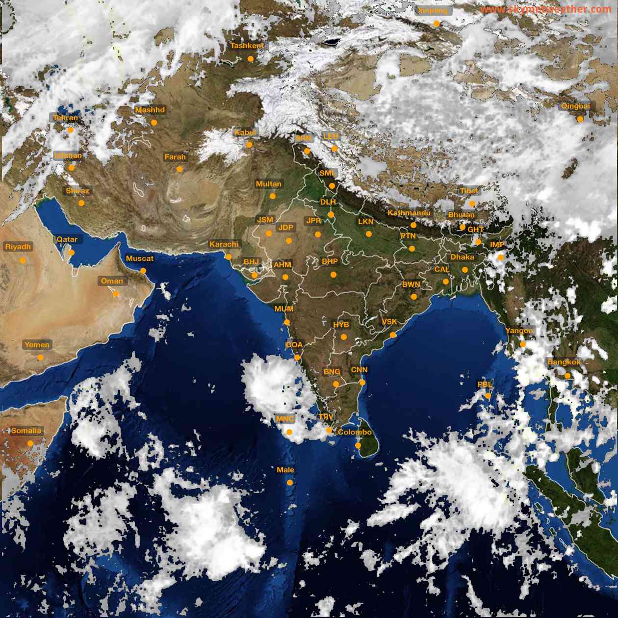 Latest INSAT Weather Satellite Image of India - Infrared Map - 14:00 IST on 3 October 2026