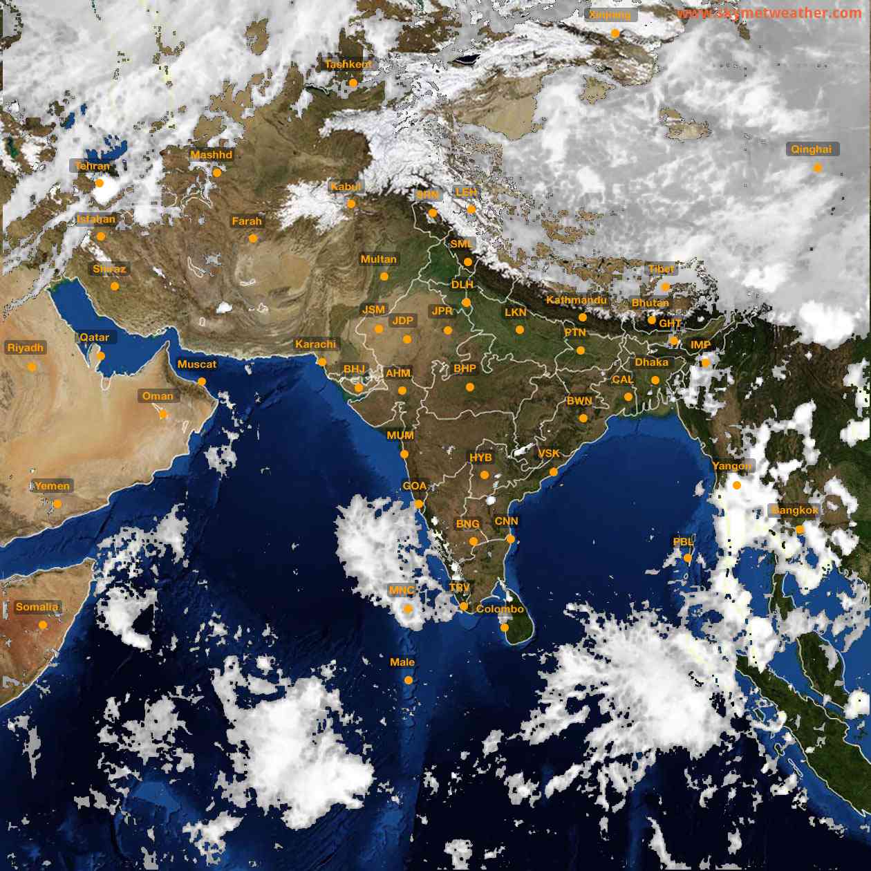 Latest INSAT Weather Satellite Image of India - Infrared Map - 16:00 IST on 3 October 2026