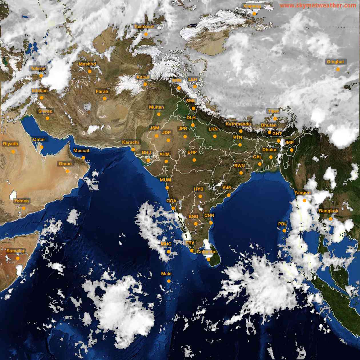 Latest INSAT Weather Satellite Image of India - Infrared Map - 19:00 IST on 3 October 2026