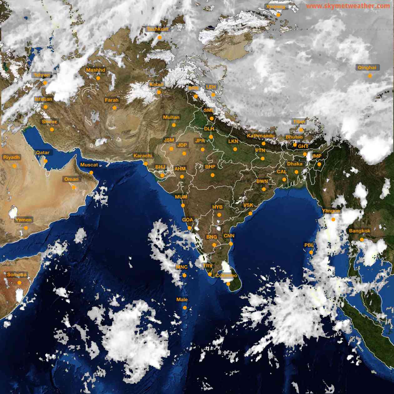 Latest INSAT Weather Satellite Image of India - Infrared Map - 20:00 IST on 3 October 2026