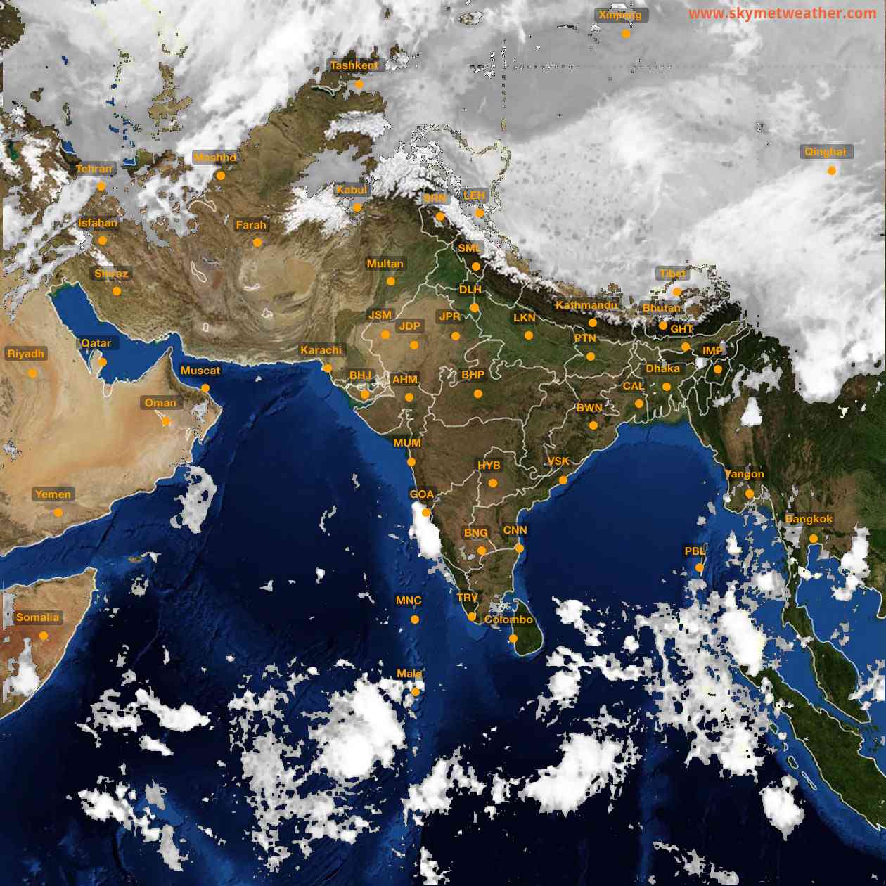 Latest INSAT Weather Satellite Image of India - Infrared Map - 05:00 IST on 4 October 2026