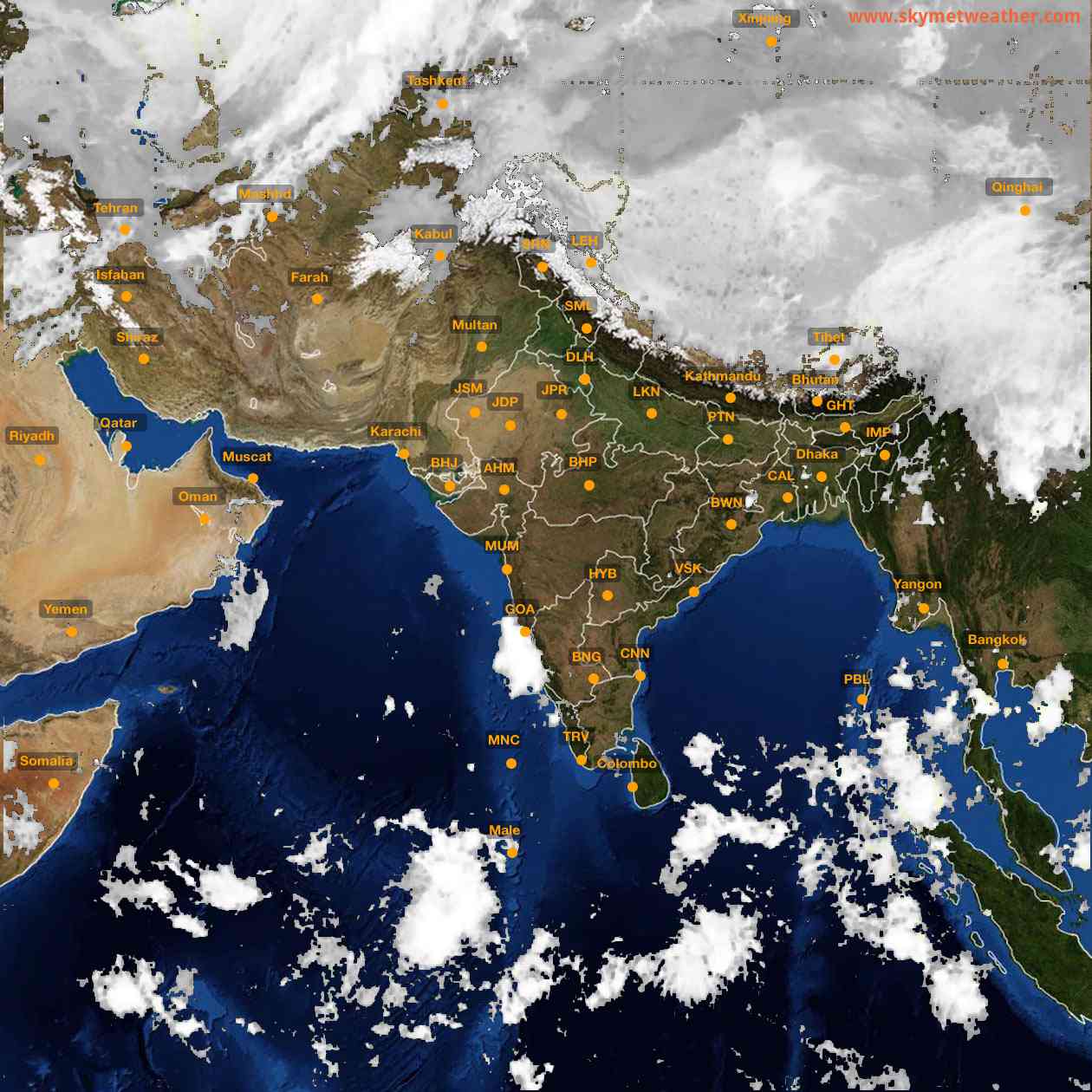 Latest INSAT Weather Satellite Image of India - Infrared Map - 07:00 IST on 4 October 2026