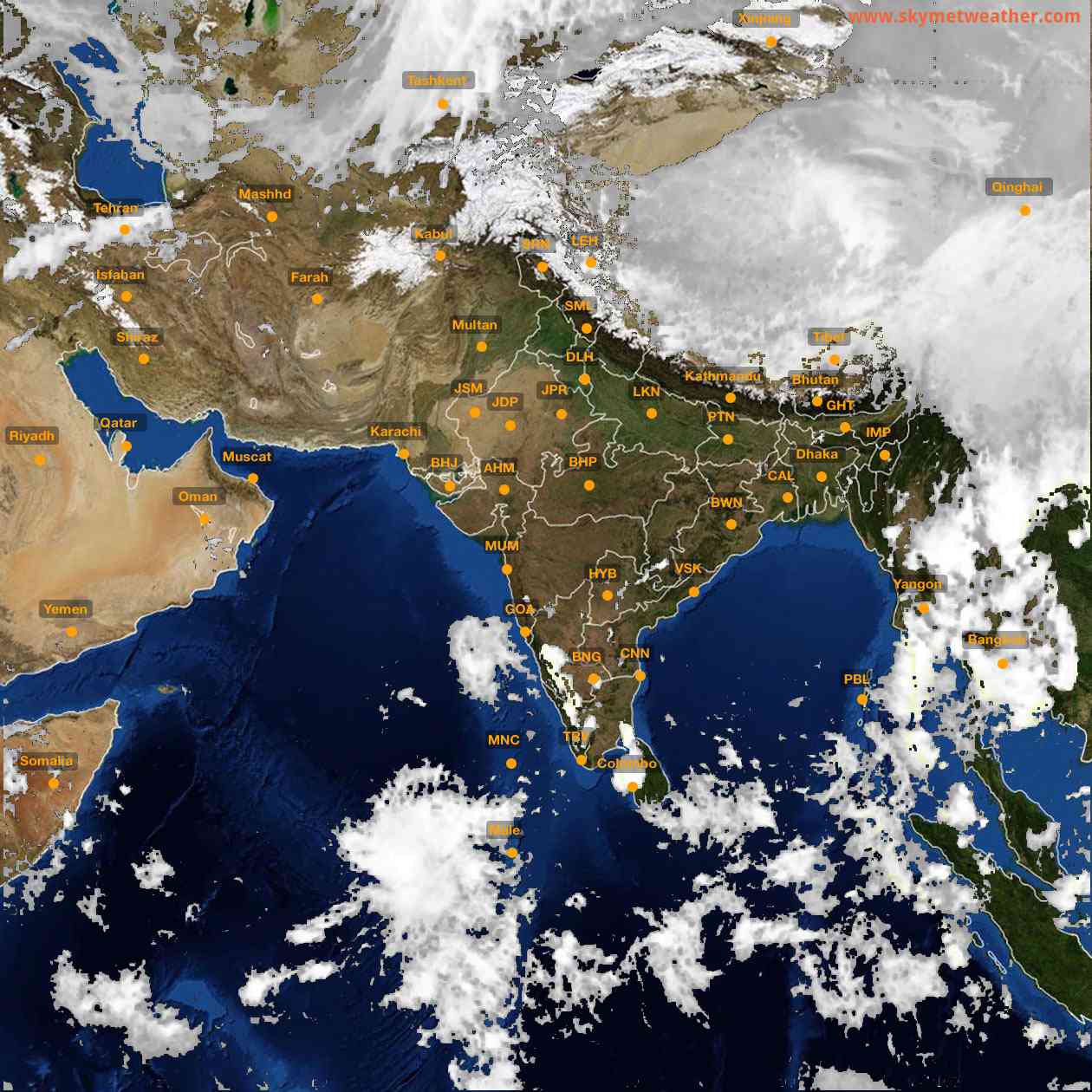 Latest INSAT Weather Satellite Image of India - Infrared Map - 17:00 IST on 4 October 2026