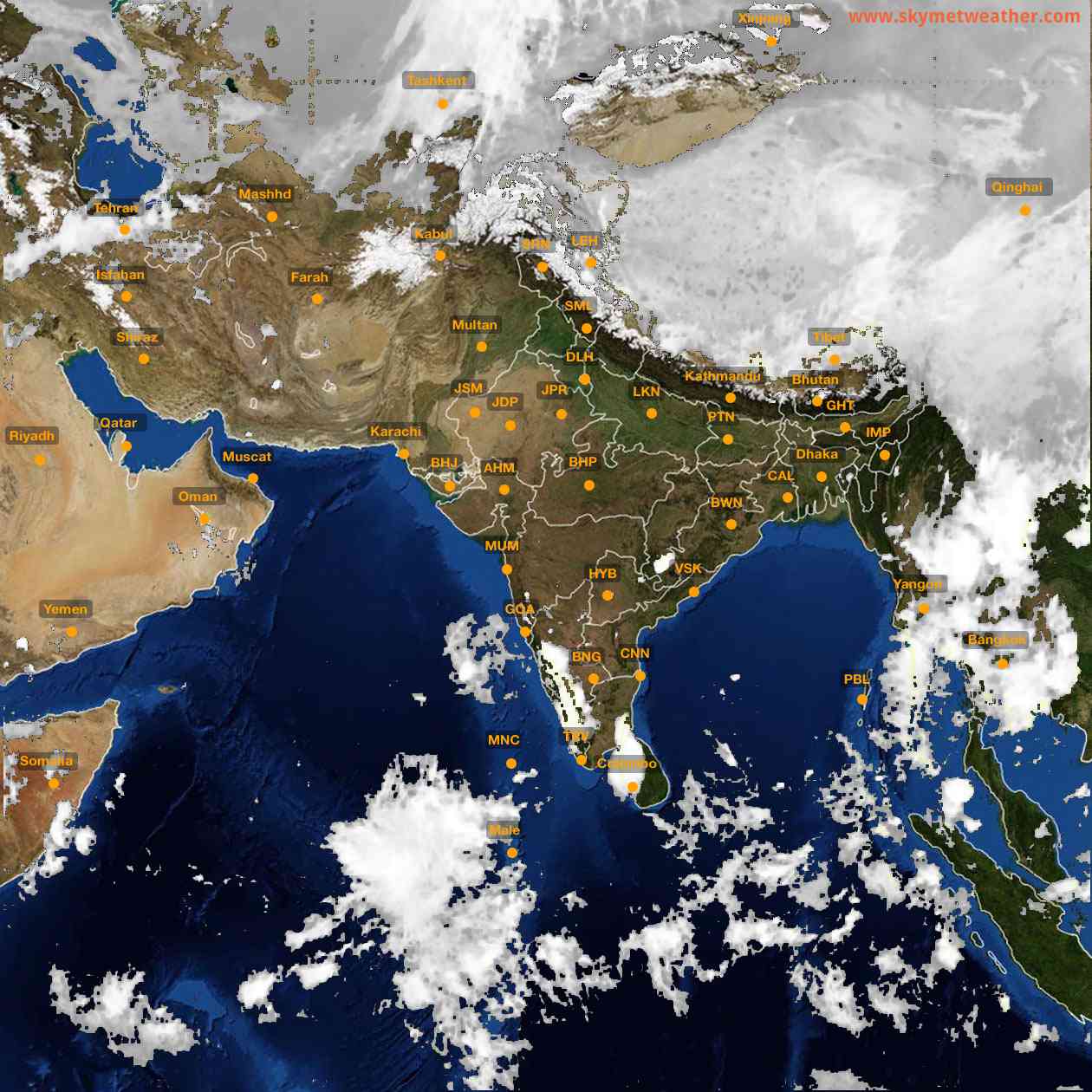 Latest INSAT Weather Satellite Image of India - Infrared Map - 19:00 IST on 4 October 2026