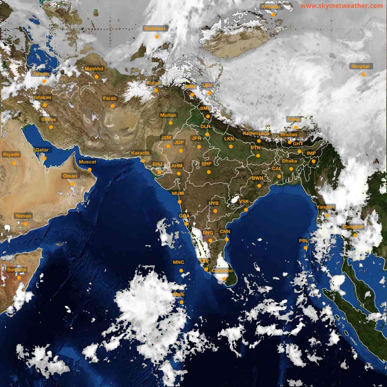 Latest INSAT Weather Satellite Image of India - Infrared Map - 20:00 IST on 4 October 2026