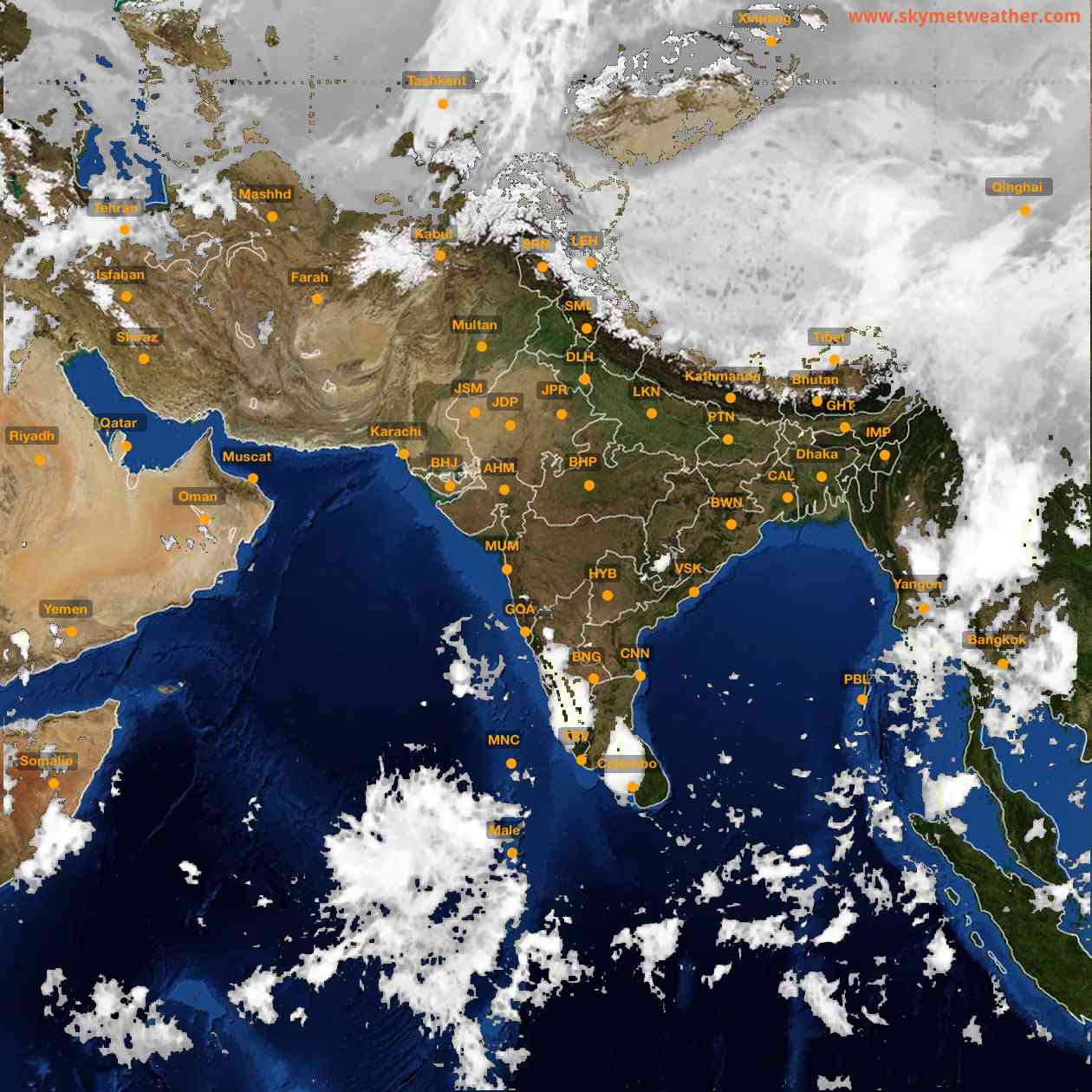 Latest INSAT Weather Satellite Image of India - Infrared Map - 21:00 IST on 4 October 2026