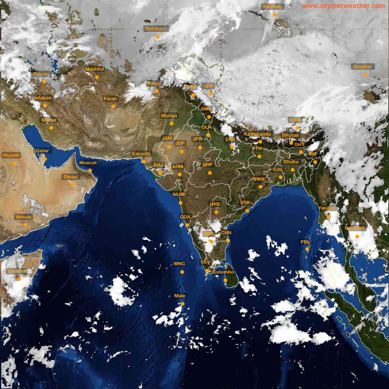 Latest INSAT Weather Satellite Image of India - Infrared Map - 03:00 IST on 6 October 2026