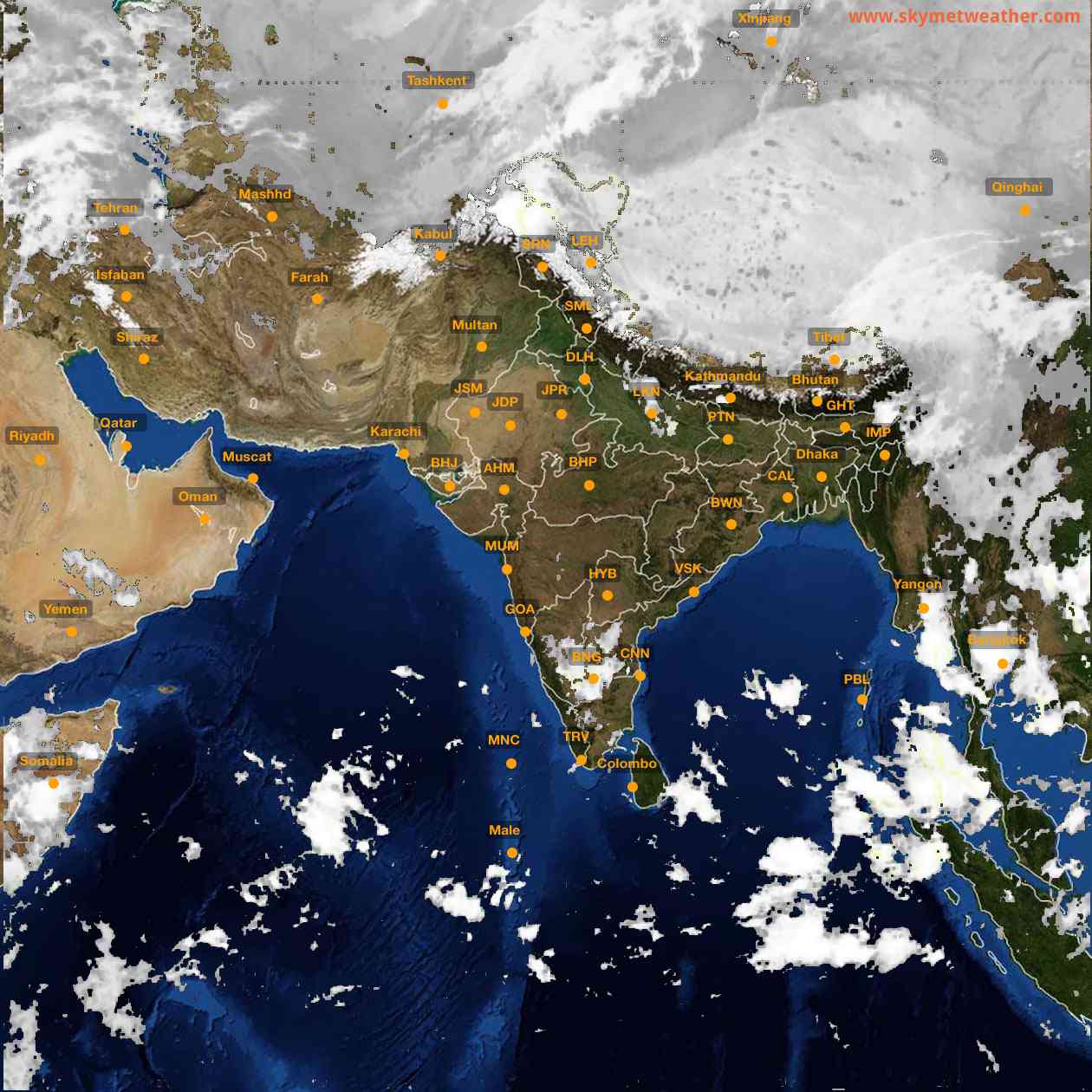 Latest INSAT Weather Satellite Image of India - Infrared Map - 05:00 IST on 6 October 2026