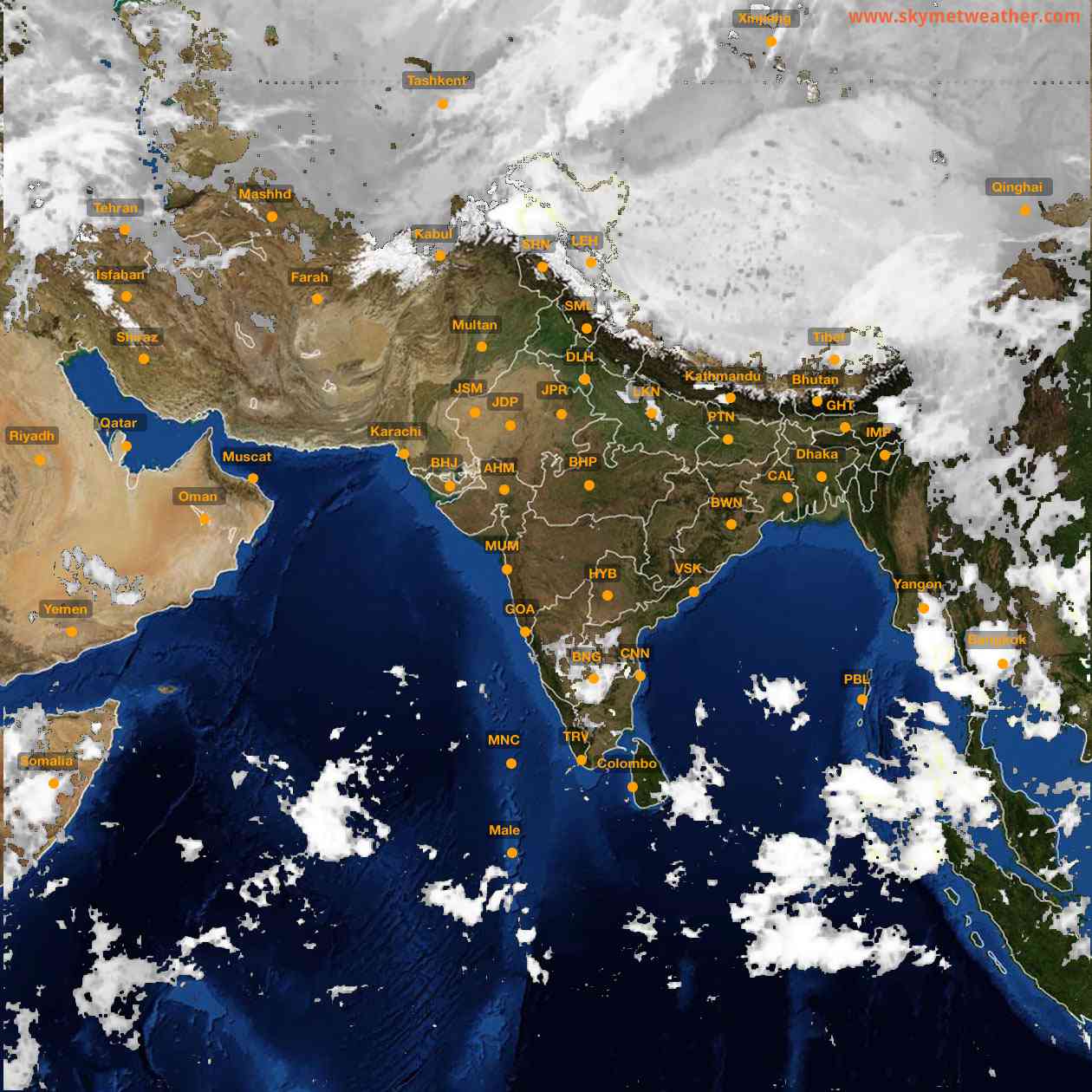 Latest INSAT Weather Satellite Image of India - Infrared Map - 06:00 IST on 6 October 2026
