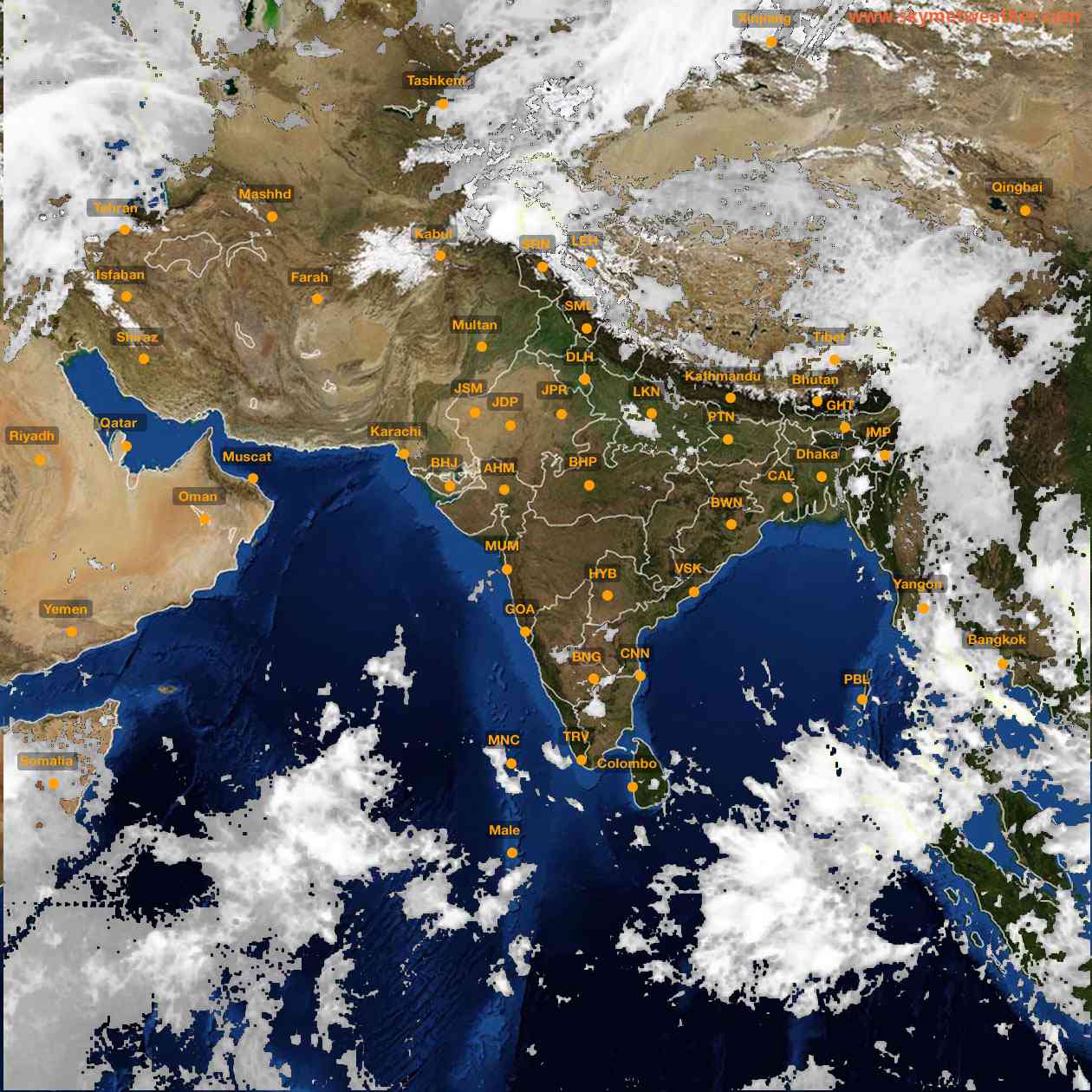 Latest INSAT Weather Satellite Image of India - Infrared Map - 12:00 IST on 6 October 2026