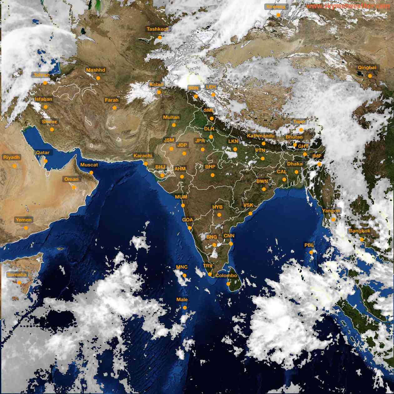 Latest INSAT Weather Satellite Image of India - Infrared Map - 13:00 IST on 6 October 2026