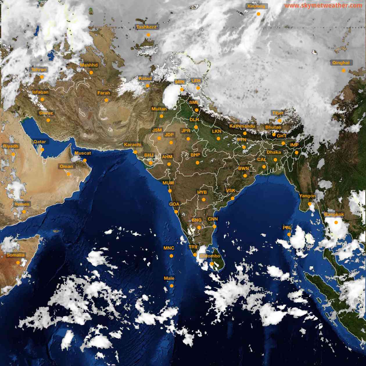 Latest INSAT Weather Satellite Image of India - Infrared Map - 03:00 IST on 7 October 2026