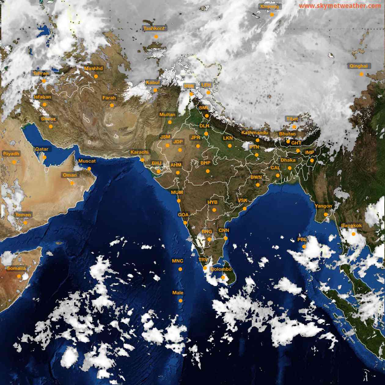 Latest INSAT Weather Satellite Image of India - Infrared Map - 05:00 IST on 7 October 2026