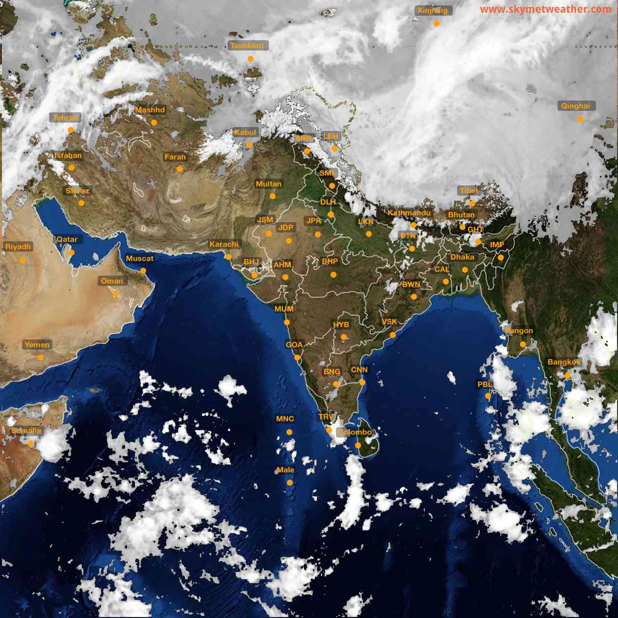 Latest INSAT Weather Satellite Image of India - Infrared Map - 04:00 IST on 8 October 2026