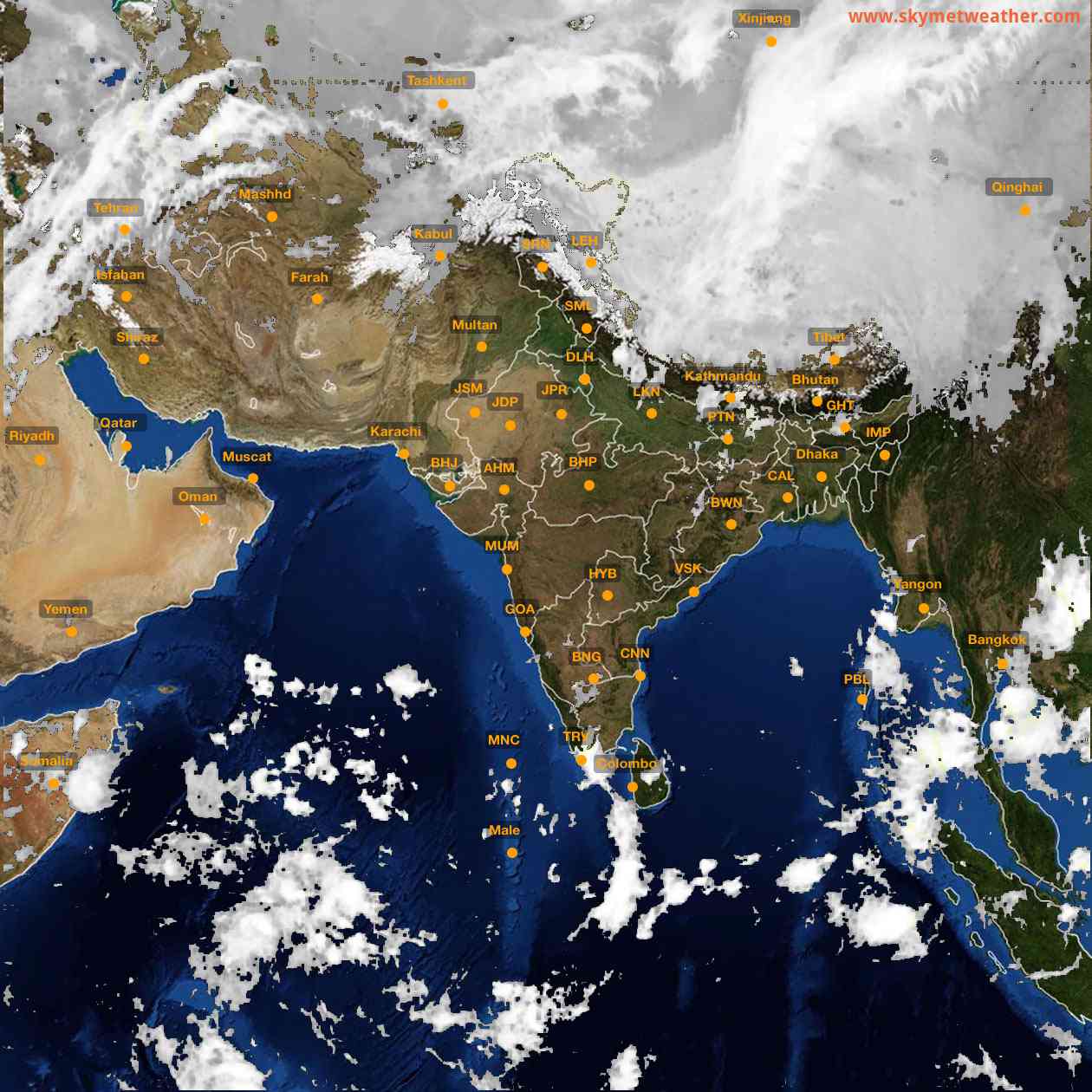 Latest INSAT Weather Satellite Image of India - Infrared Map - 05:00 IST on 8 October 2026