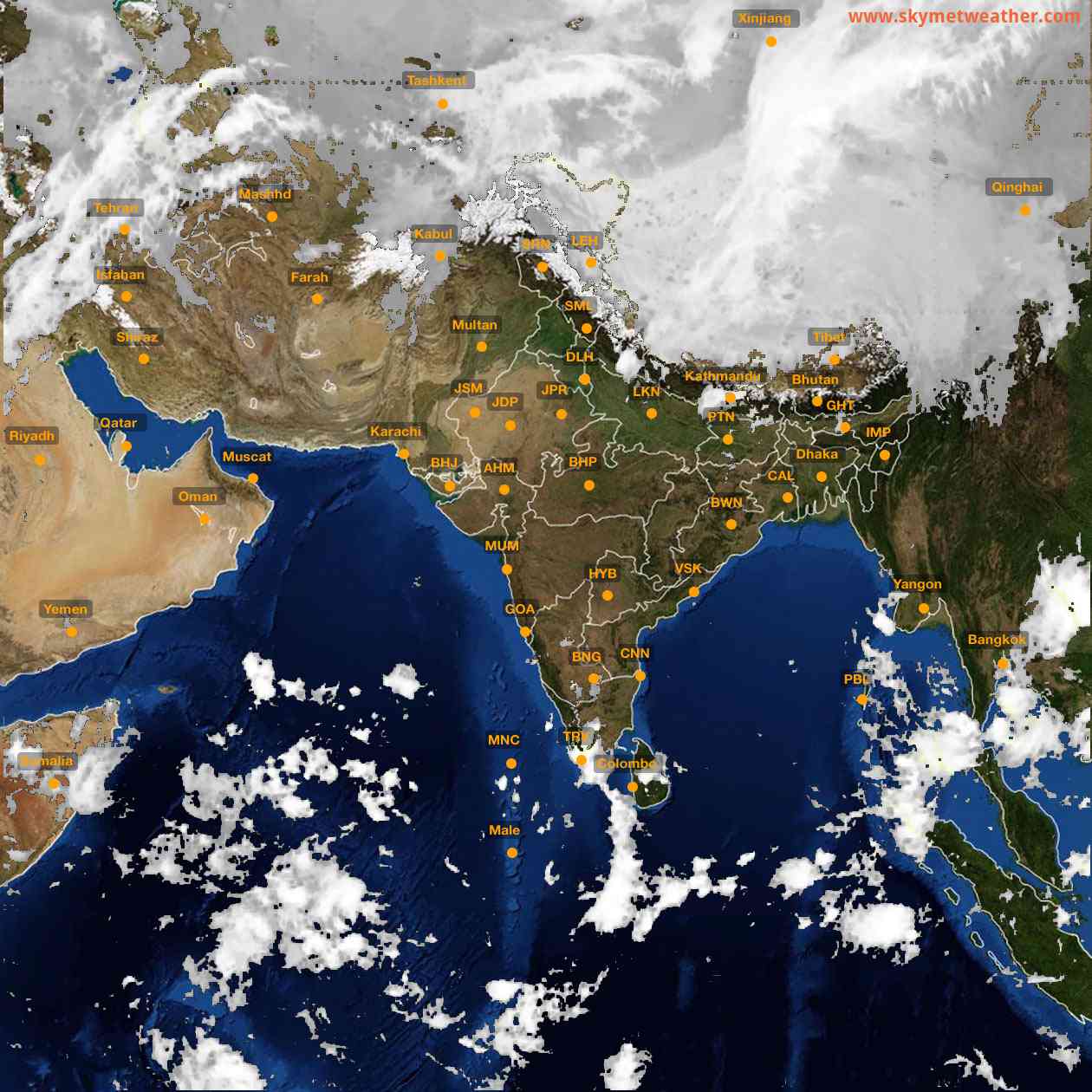 Latest INSAT Weather Satellite Image of India - Infrared Map - 06:00 IST on 8 October 2026