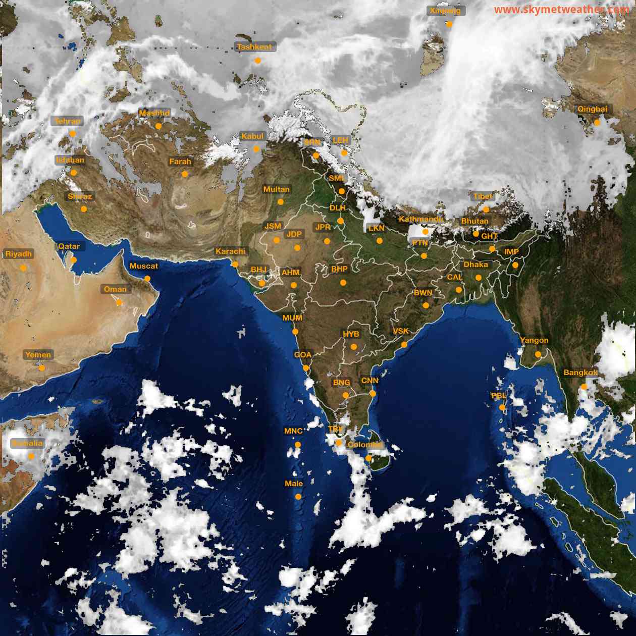 Latest INSAT Weather Satellite Image of India - Infrared Map - 08:00 IST on 8 October 2026