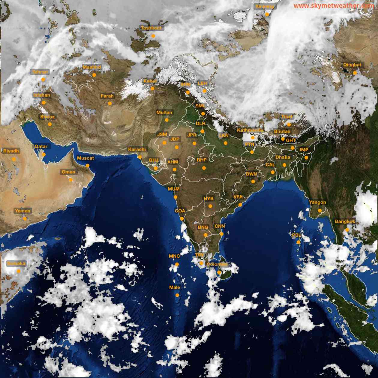 Latest INSAT Weather Satellite Image of India - Infrared Map - 09:00 IST on 8 October 2026