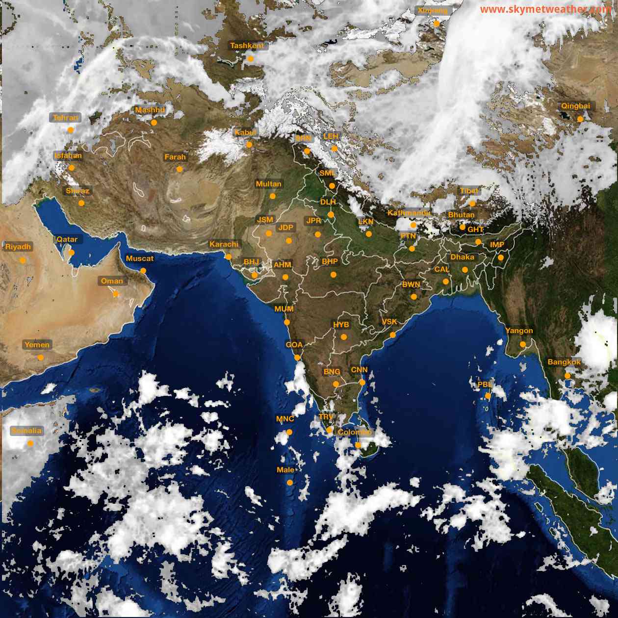 Latest INSAT Weather Satellite Image of India - Infrared Map - 10:00 IST on 8 October 2026