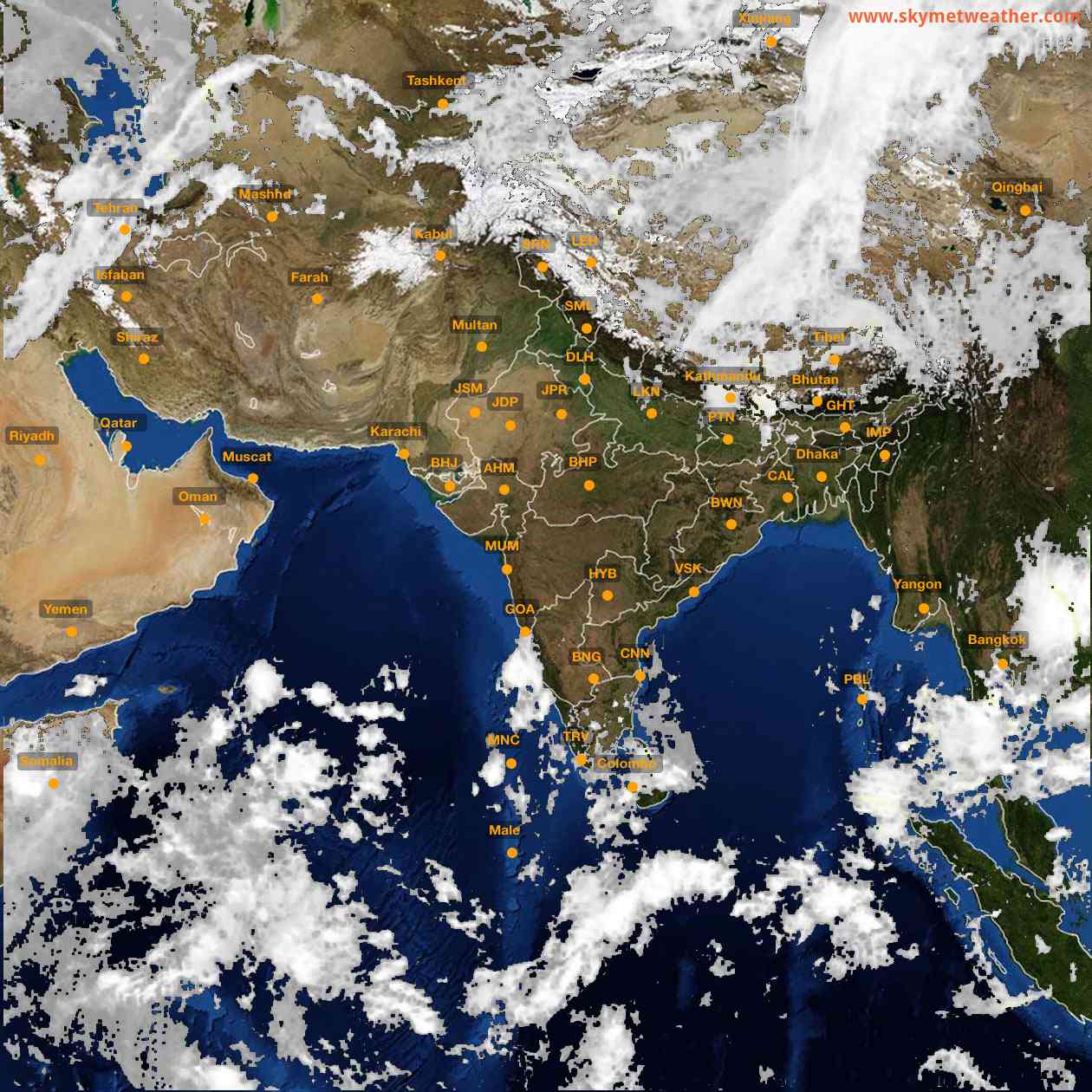 Latest INSAT Weather Satellite Image of India - Infrared Map - 12:00 IST on 8 October 2026