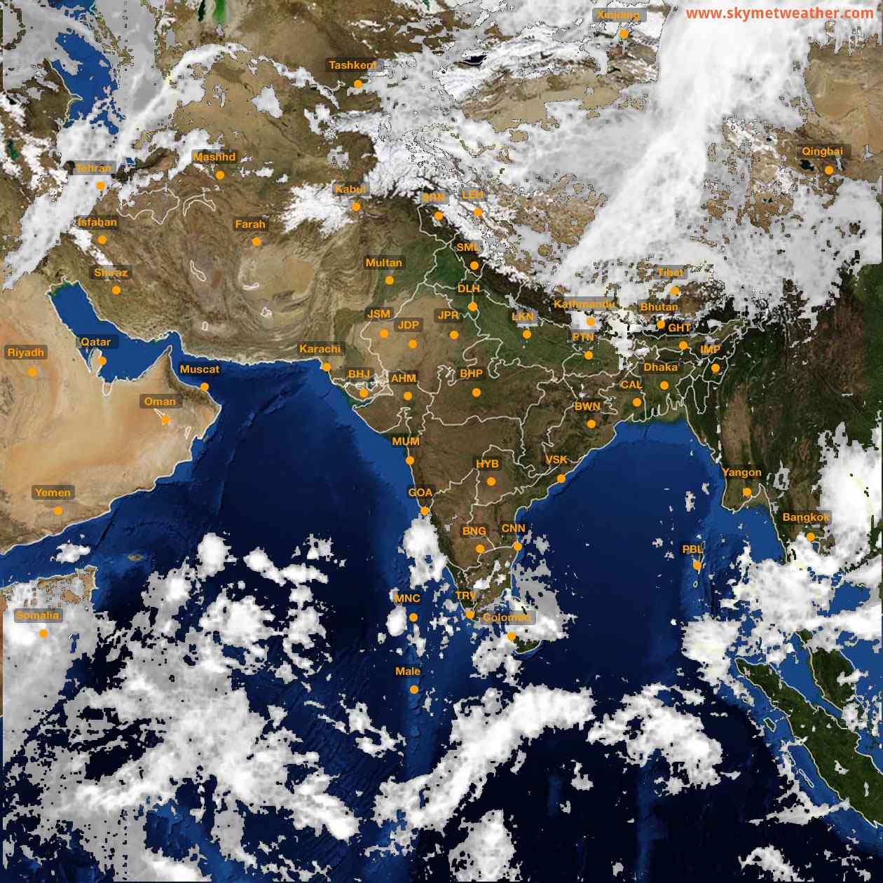 Latest INSAT Weather Satellite Image of India - Infrared Map - 13:00 IST on 8 October 2026