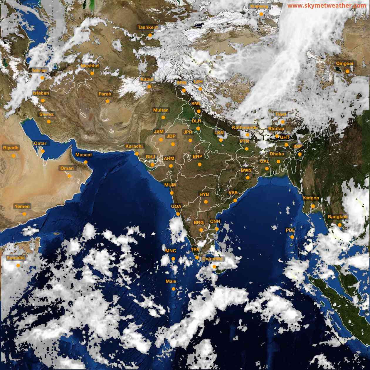 Latest INSAT Weather Satellite Image of India - Infrared Map - 14:00 IST on 8 October 2026