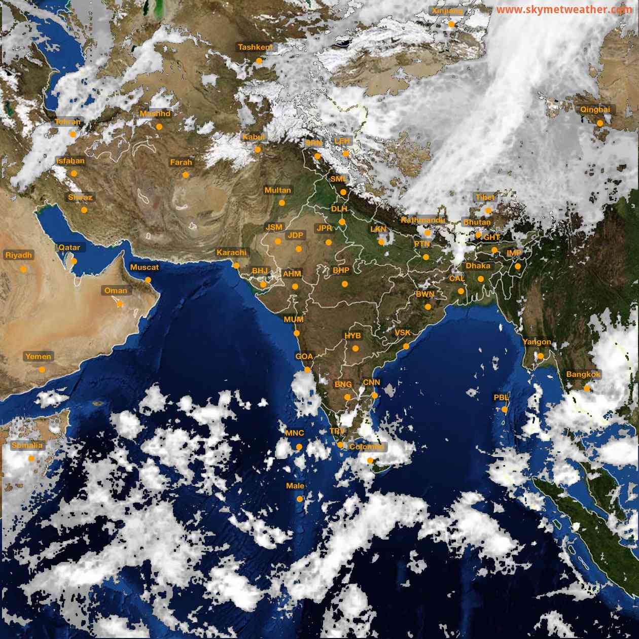 Latest INSAT Weather Satellite Image of India - Infrared Map - 15:00 IST on 8 October 2026