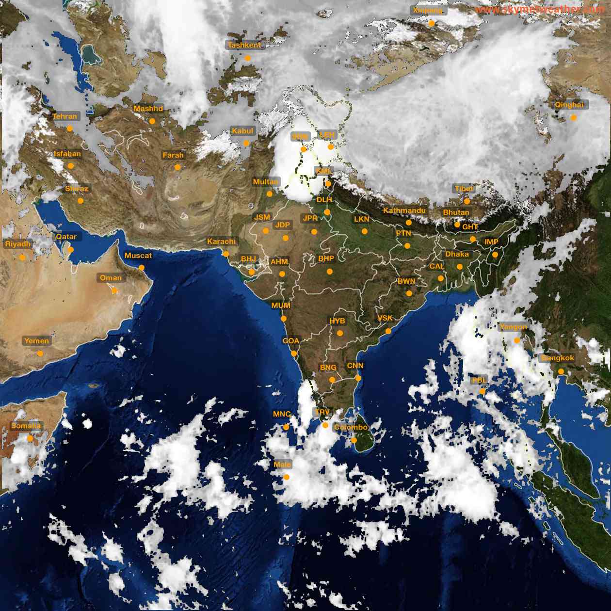 Latest INSAT Weather Satellite Image of India - Infrared Map - 08:00 IST on 11 October 2026