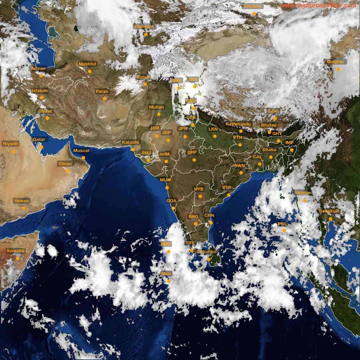 Latest INSAT Weather Satellite Image of India - Infrared Map - 13:00 IST on 11 October 2026