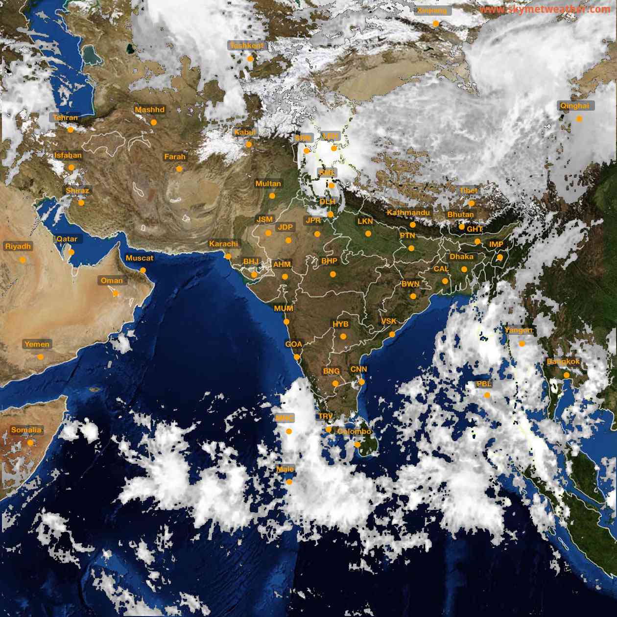 Latest INSAT Weather Satellite Image of India - Infrared Map - 14:00 IST on 11 October 2026