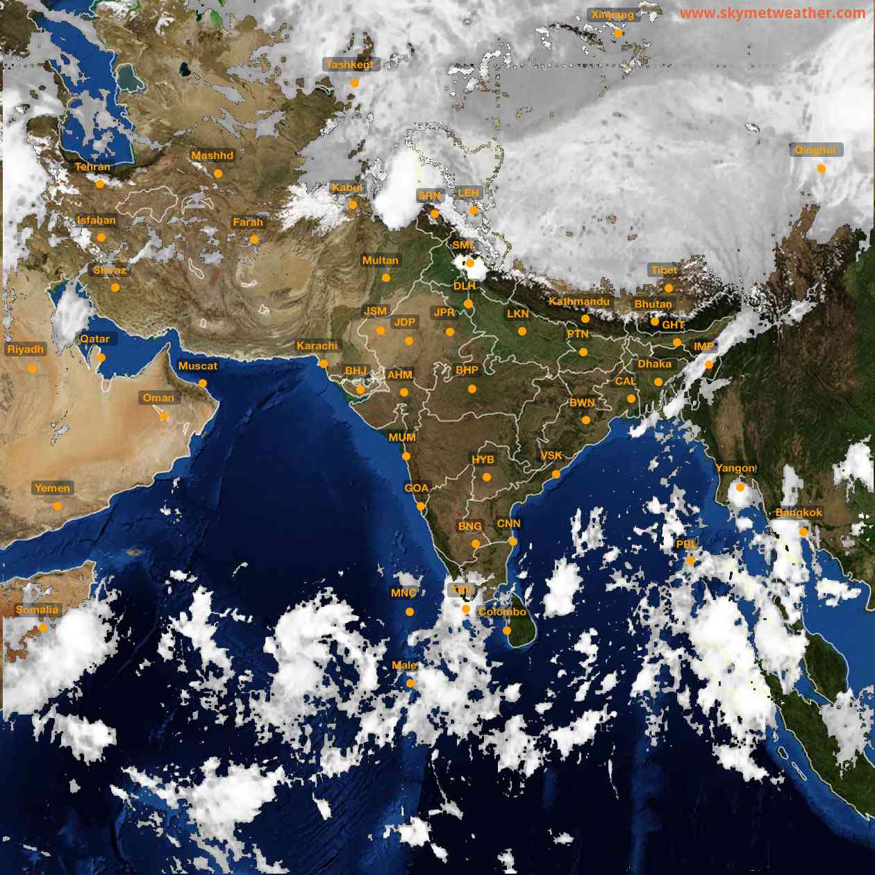 Latest INSAT Weather Satellite Image of India - Infrared Map - 03:00 IST on 12 October 2026