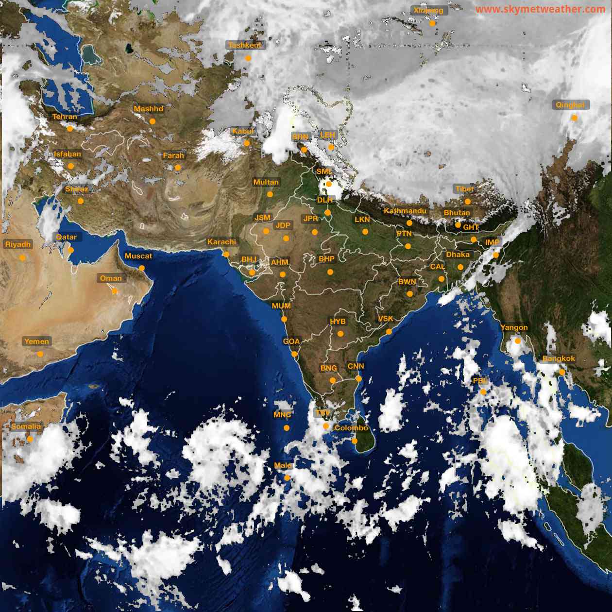 Latest INSAT Weather Satellite Image of India - Infrared Map - 04:00 IST on 12 October 2026