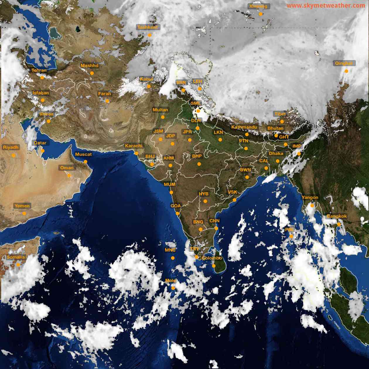 Latest INSAT Weather Satellite Image of India - Infrared Map - 05:00 IST on 12 October 2026