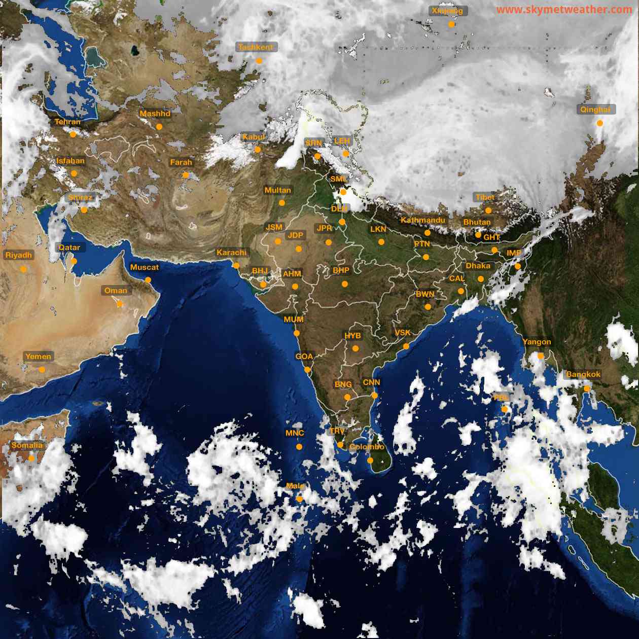 Latest INSAT Weather Satellite Image of India - Infrared Map - 06:00 IST on 12 October 2026