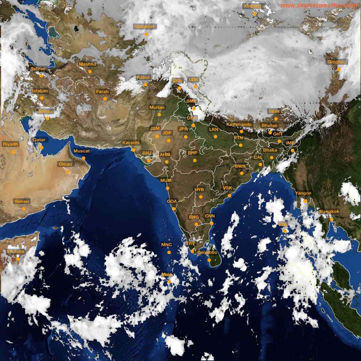 Latest INSAT Weather Satellite Image of India - Infrared Map - 07:00 IST on 12 October 2026