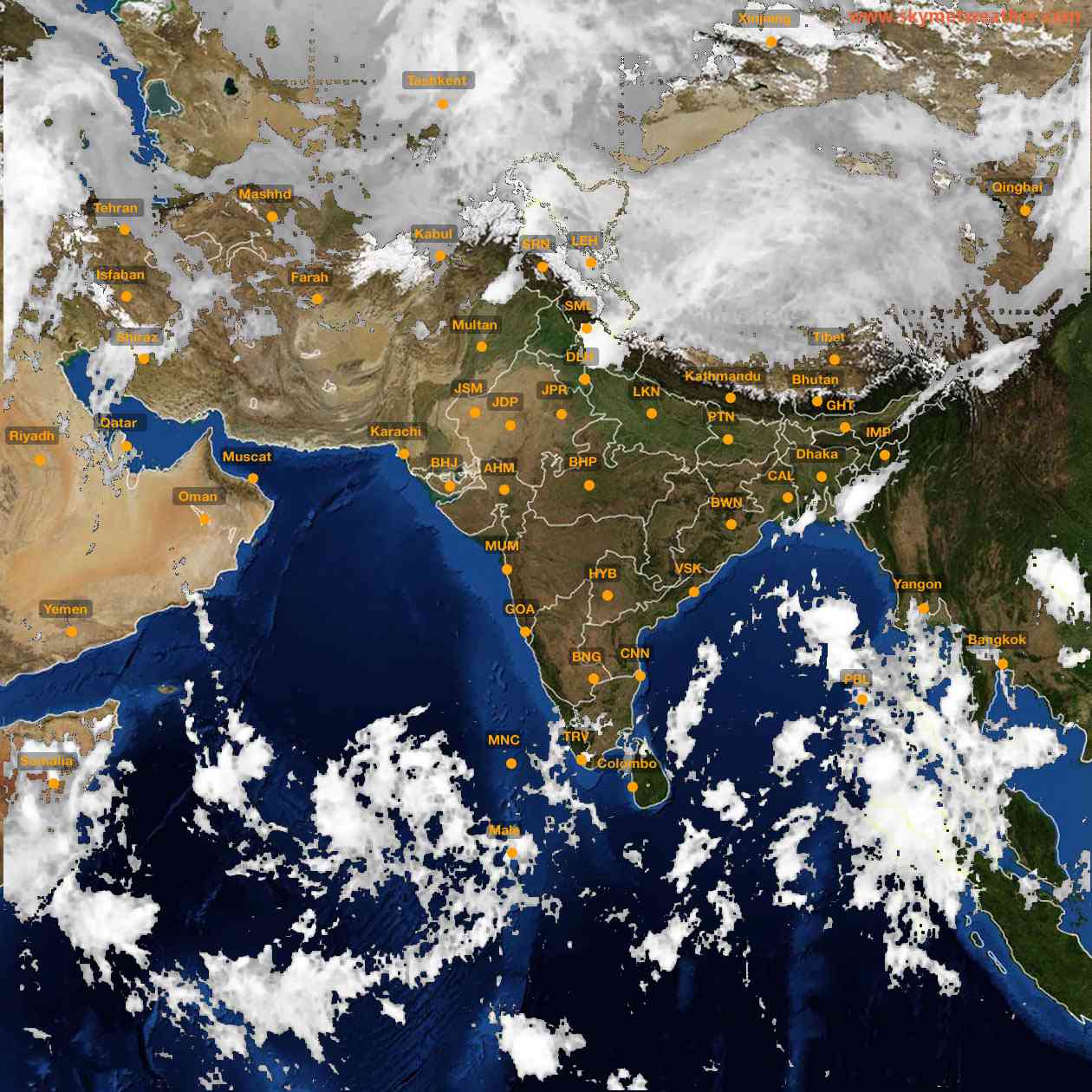 Latest INSAT Weather Satellite Image of India - Infrared Map - 08:00 IST on 12 October 2026