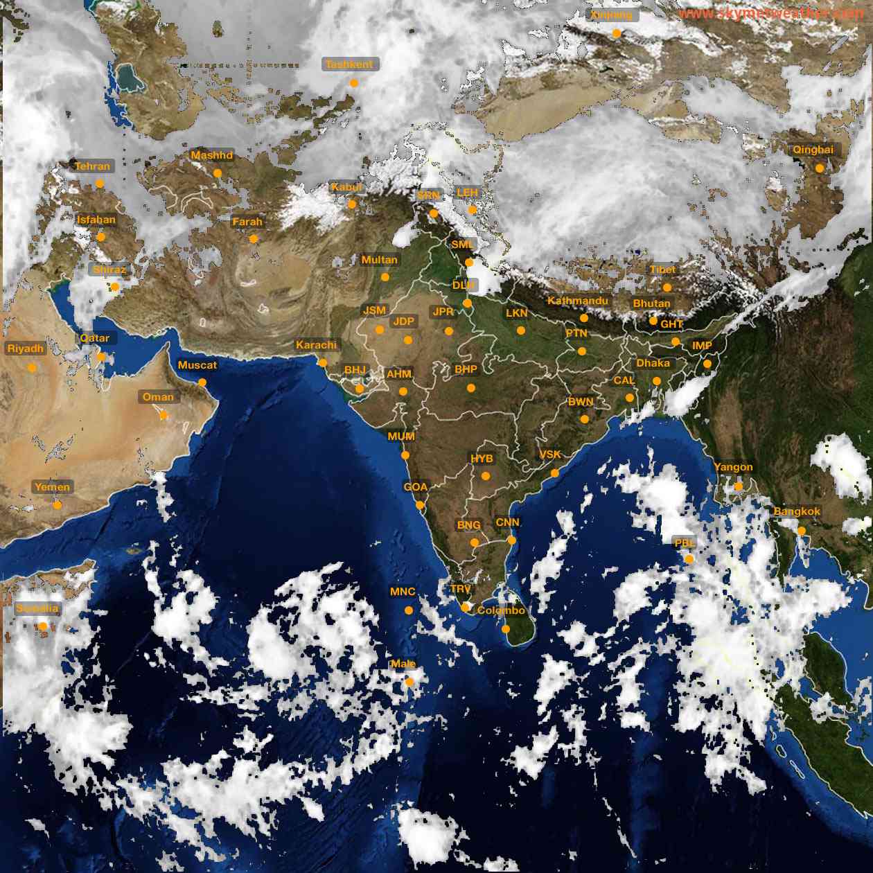 Latest INSAT Weather Satellite Image of India - Infrared Map - 09:00 IST on 12 October 2026