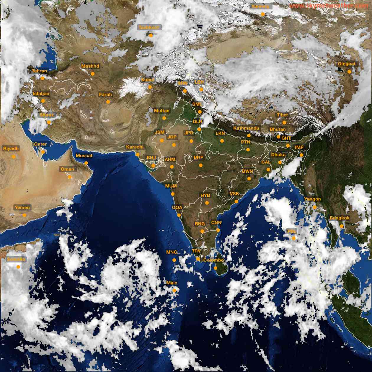 Latest INSAT Weather Satellite Image of India - Infrared Map - 11:00 IST on 12 October 2026