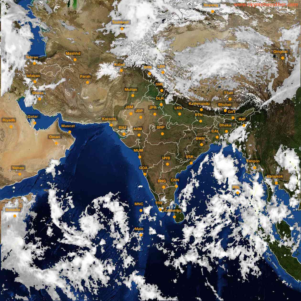 Latest INSAT Weather Satellite Image of India - Infrared Map - 13:00 IST on 12 October 2026