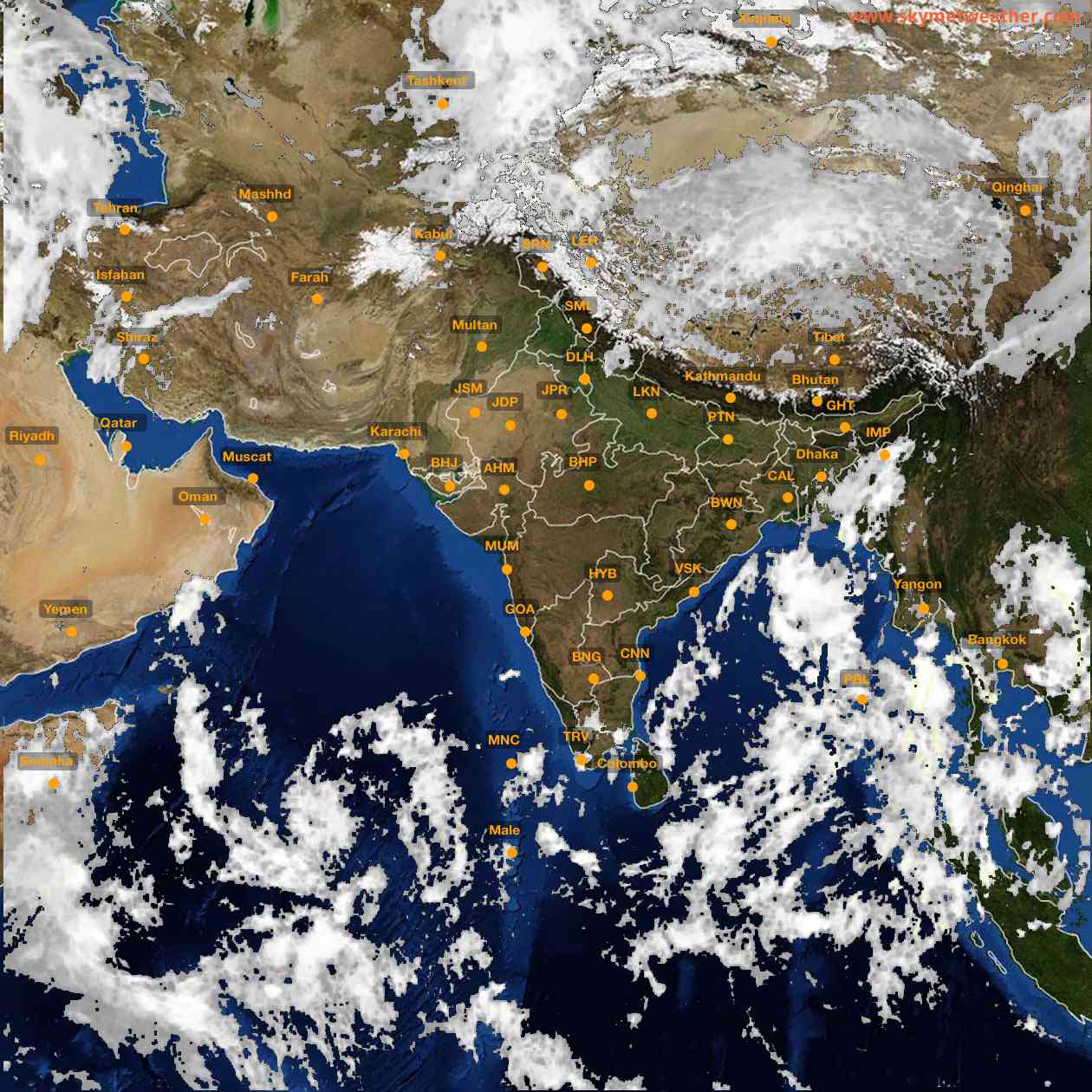 Latest INSAT Weather Satellite Image of India - Infrared Map - 14:00 IST on 12 October 2026