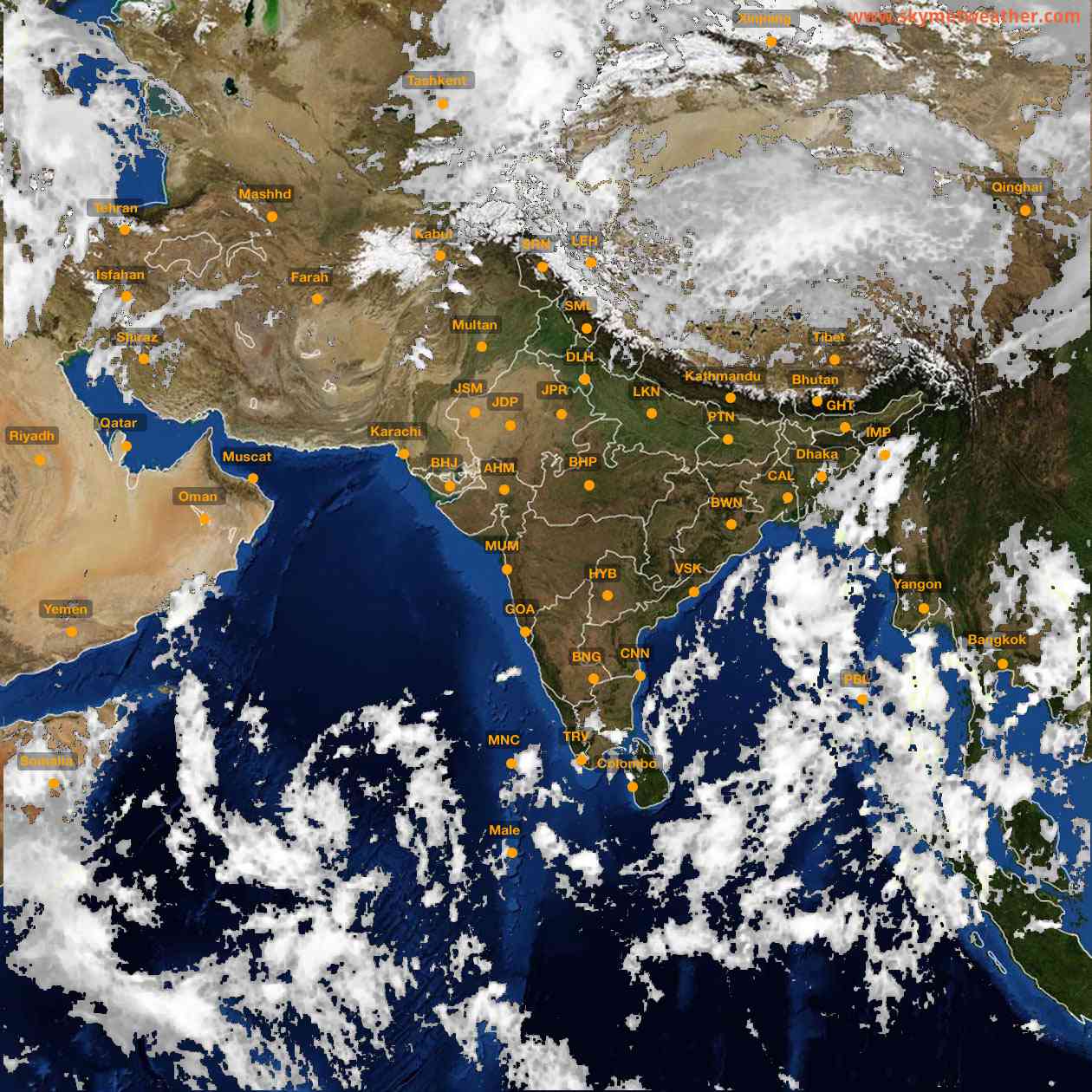 Latest INSAT Weather Satellite Image of India - Infrared Map - 15:00 IST on 12 October 2026